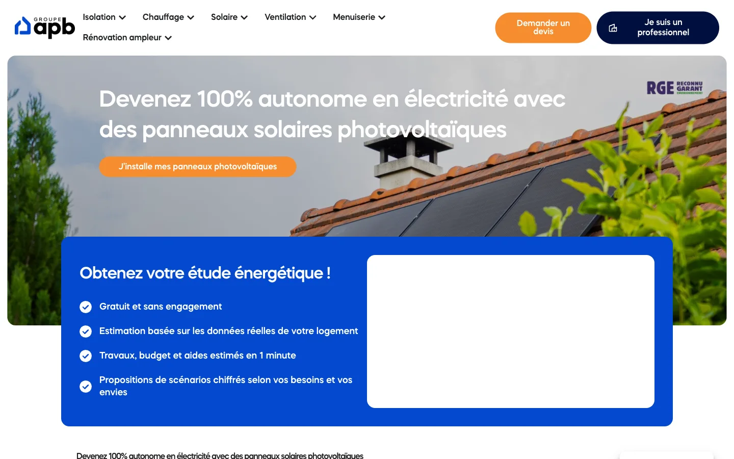 Page panneaux solaires photovoltaïques